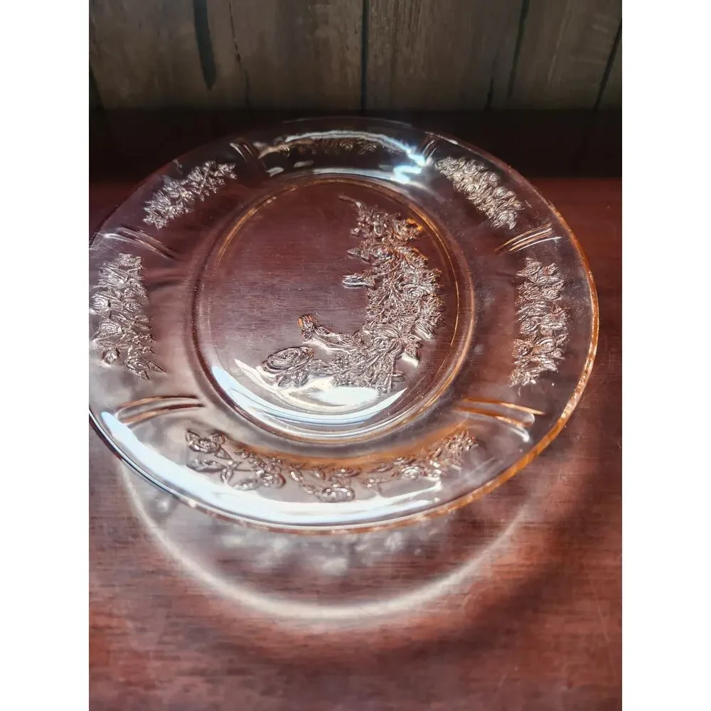 Vintage Federal Sharon Cabbage Rose Pink Depression Glass Oval Platter 12.5in